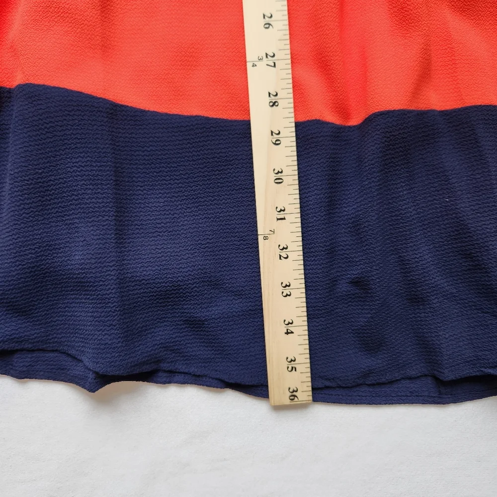 Umgee The Virginia Shift Dress Pleated Sleeveless Orange Navy Blue New Large - Picture 15 of 15